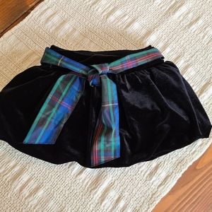 Ralph Lauren Baby Black Velvet Skirt w/ Plaid Bow